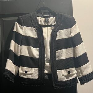 White House Black Market Black and White Striped Blazer